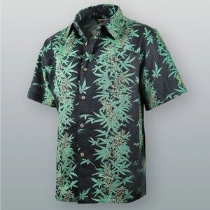 NWOT Island Hemp Wear Hemp Cotton Hawaii Made Oversized Graphic Print Camp Shirt